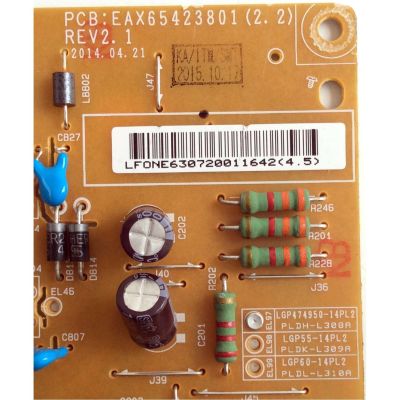 FUENTE LG EAY63072001 / EAX65423801 / SUSTITUTAS EAY63072201 / EAY63072101 / MODELOS 47LY340C / 47LY340H / 47LB5800 / 47LB5900-UV / 49LB5550-UY / 50LB6500 / 50LB5900 / 50LB6000 / 50LB6100 / 50LB6300 / 55LB5550 / 60LB6000 / 55UF645 / 55LY540 / 50LF609  - Imagen 3